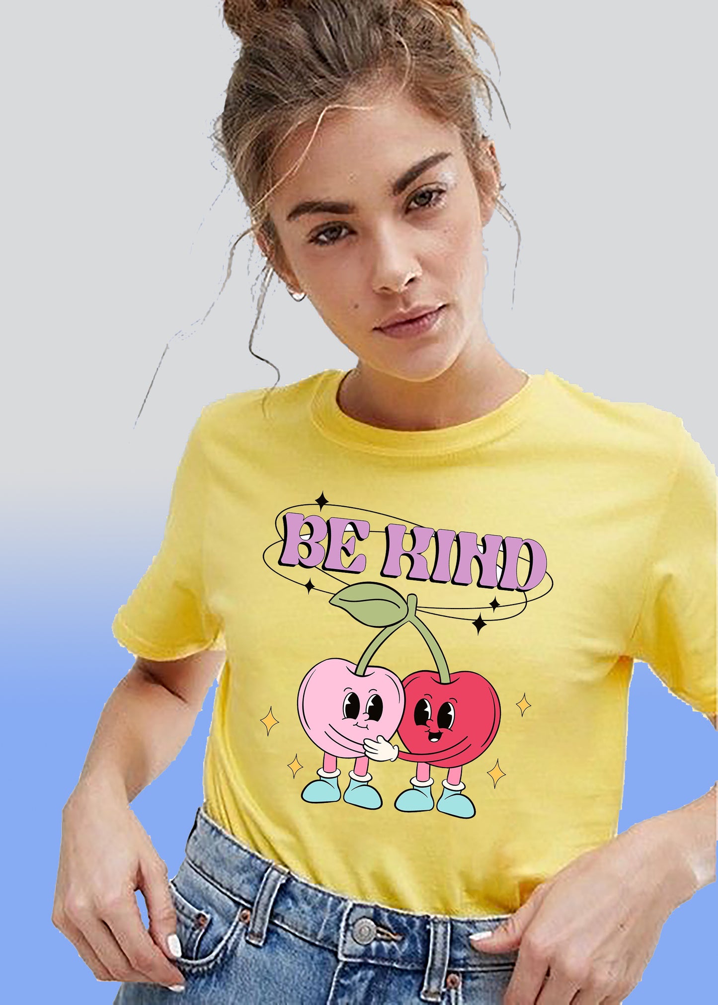 VLAM Be Kind Cherry Print Women Tshirt