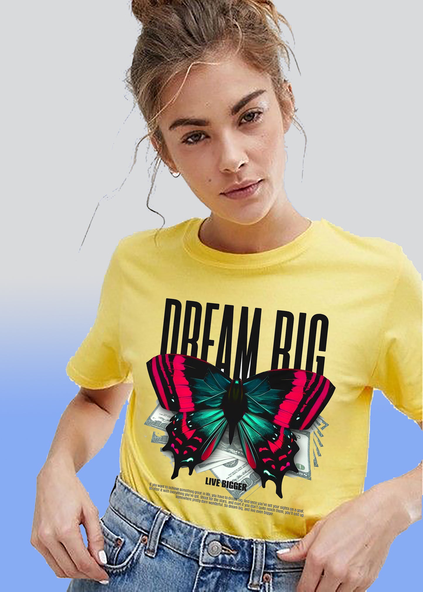 VLAM Dream Big Butterfly Print Womens Tshirt