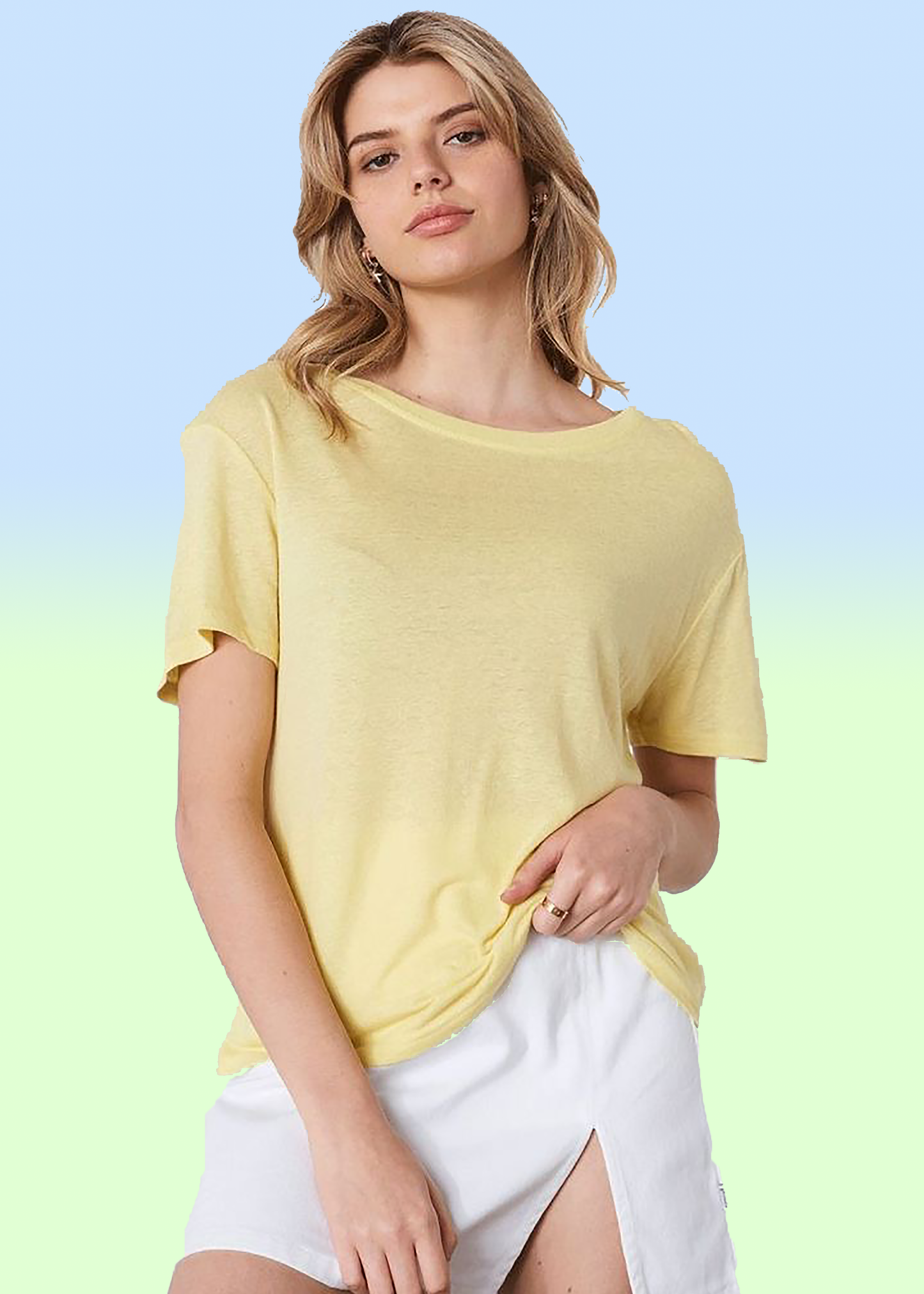 VLAM Oversized Fit Yellow Solid Tshirt