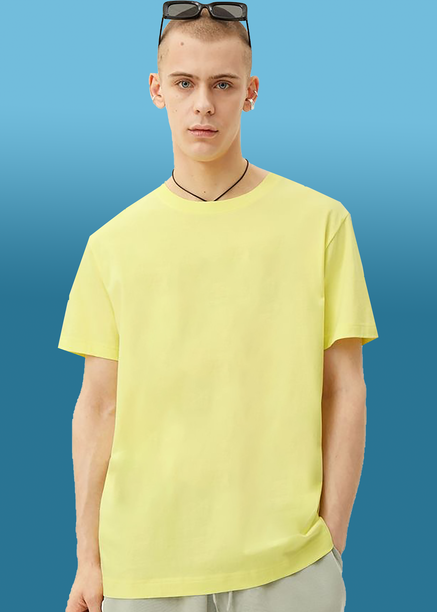 VLAM Oversized Fit Yellow Solid Tshirt