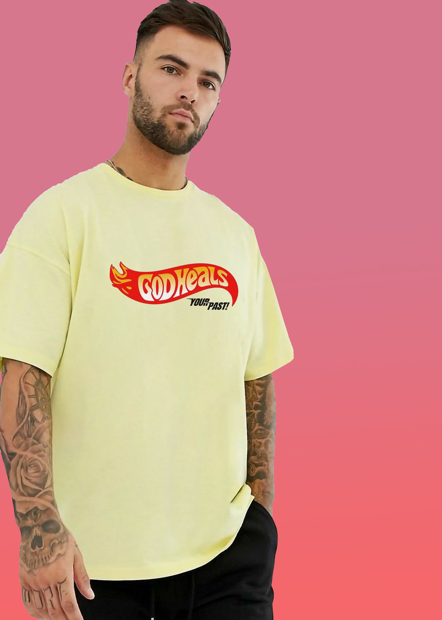 VLAM Mens God Heals Your Past Graphic Tshirt