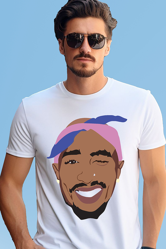 VLAM Mens Tupac Hiphop Rapper T-shirt