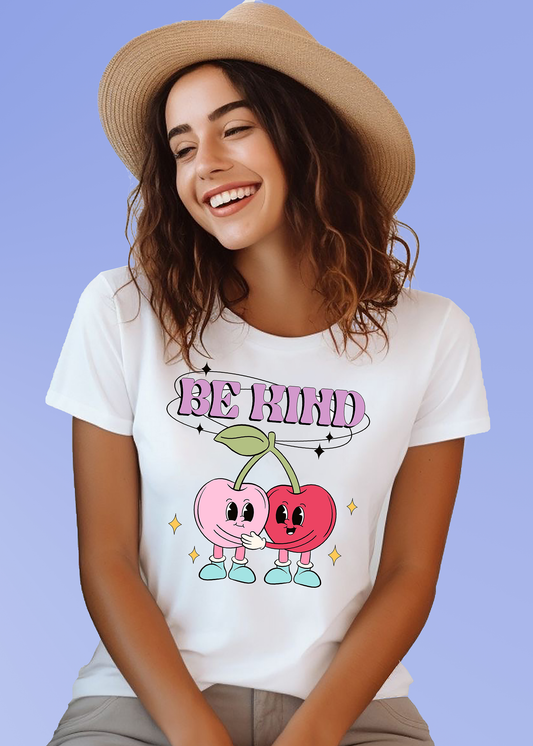 VLAM Be Kind Cherry Print Women Tshirt