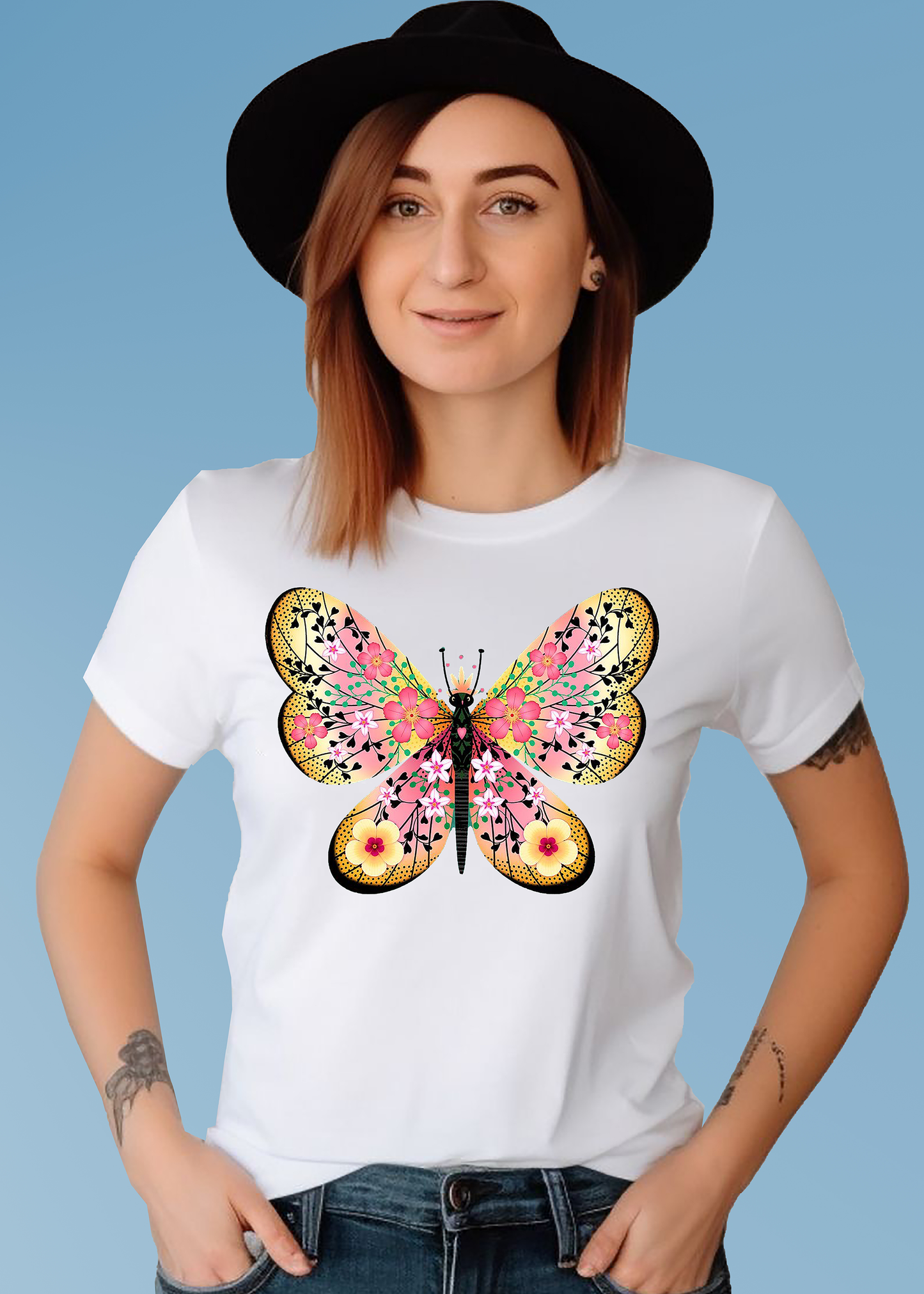VLAM Trendy Butterfly Design Women Tshirt