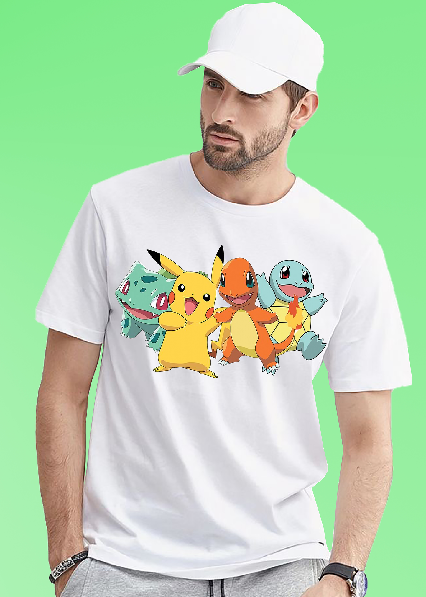 VLAM Mens Pokemon Cartoon Printed Tshirt