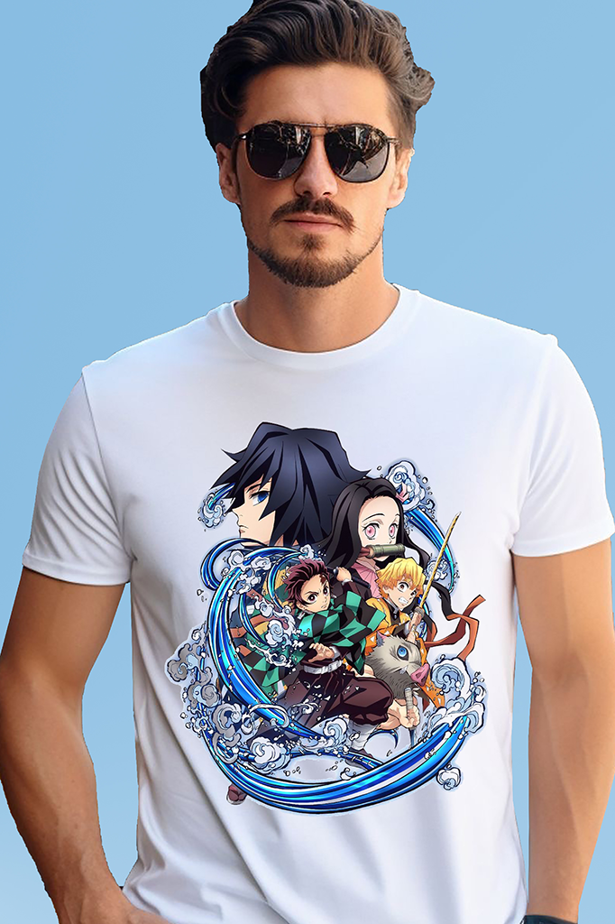VLAM Graphic Print Blue Anime T-shirt