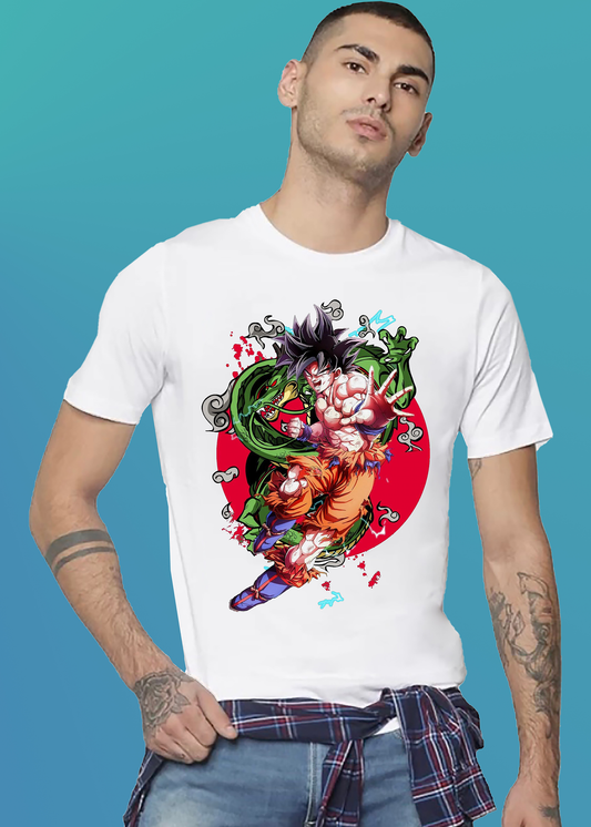 VLAM Goku Dragon Print Mens  Anime T-shirt