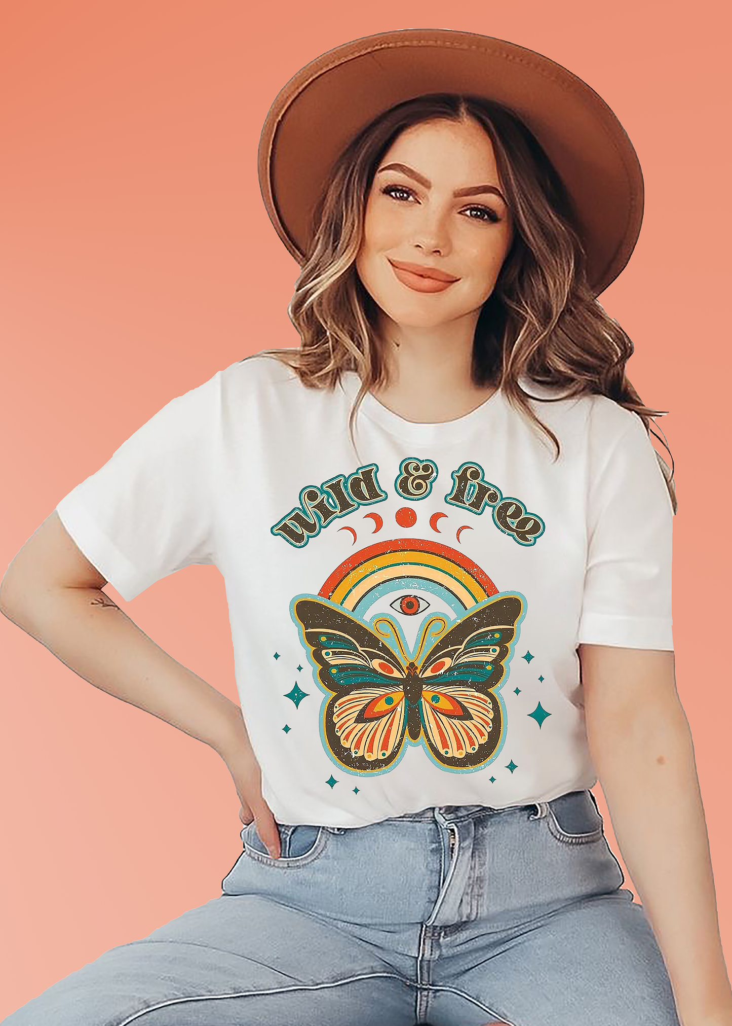 VLAM Womens Wild and Free Butterfly Tshirt