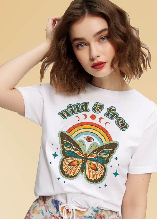 VLAM Womens Wild and Free Butterfly Tshirt
