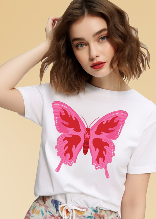 VLAM Pink Butterfly Womens T-shirt
