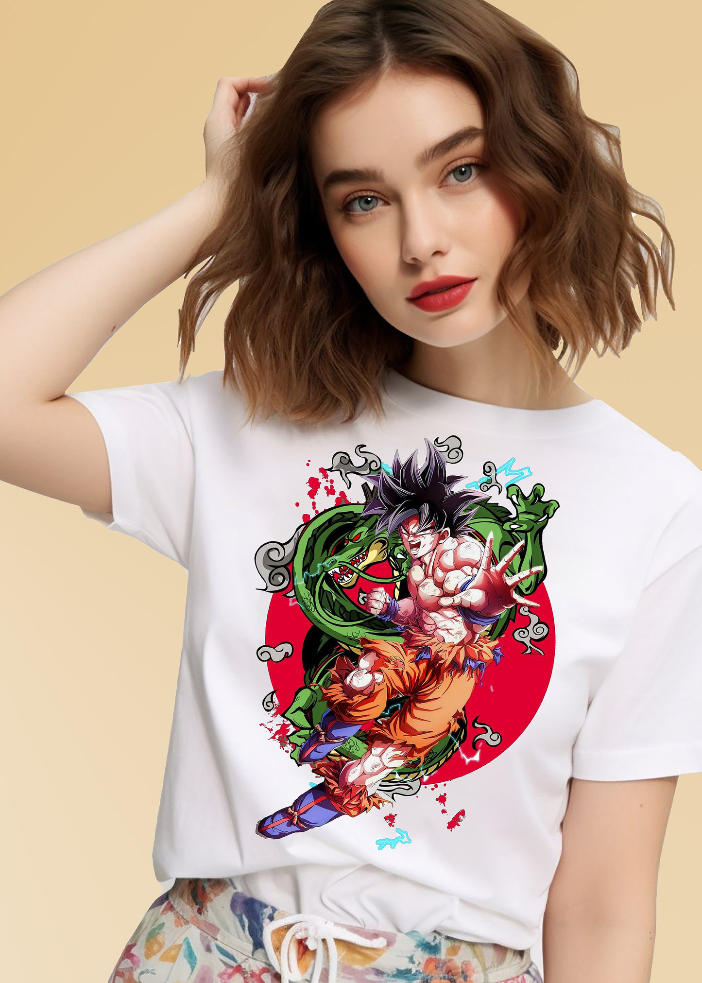 VLAM Womens Goku Dragon Cartoon T-shirt