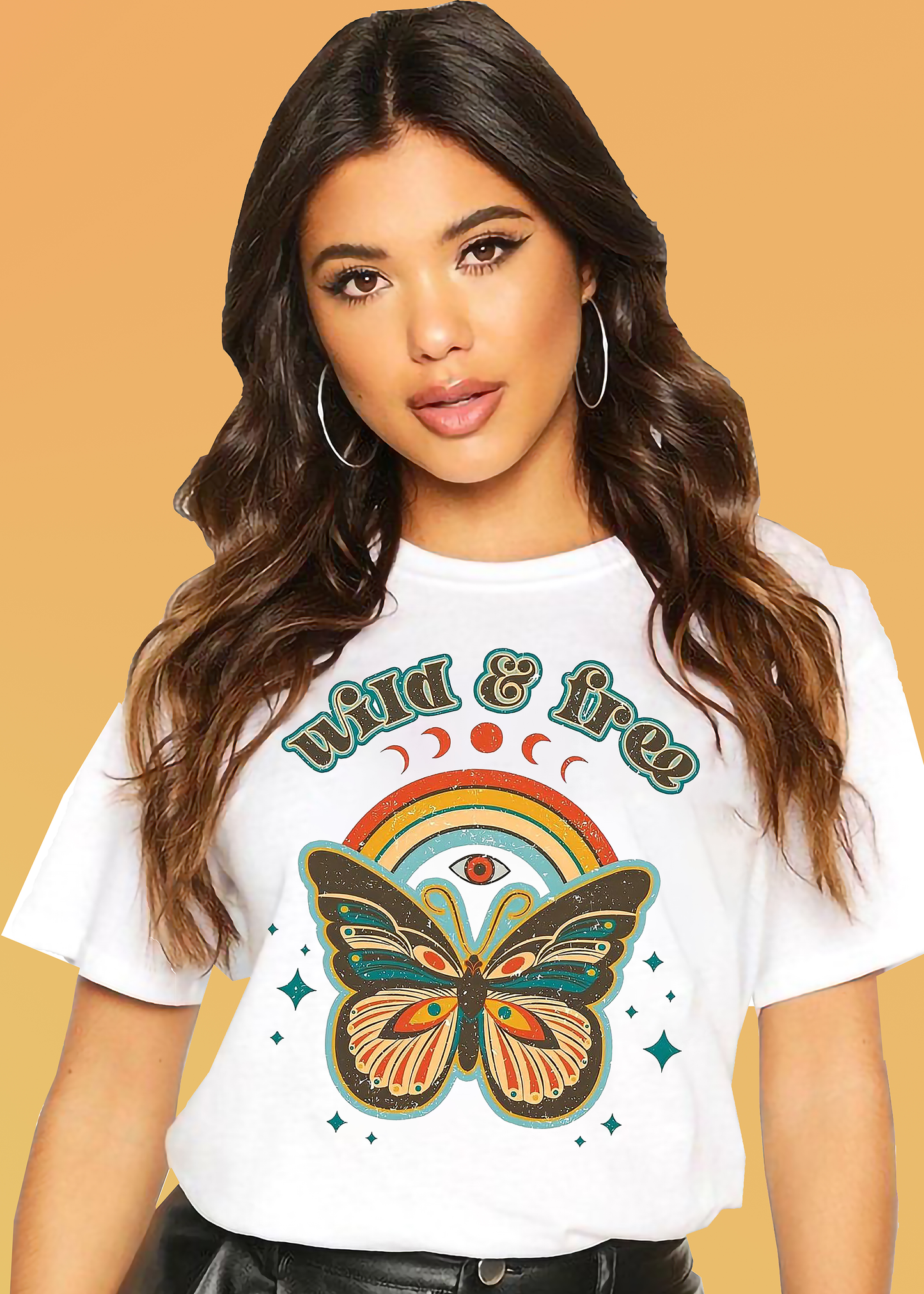 VLAM Womens Wild and Free Butterfly Tshirt