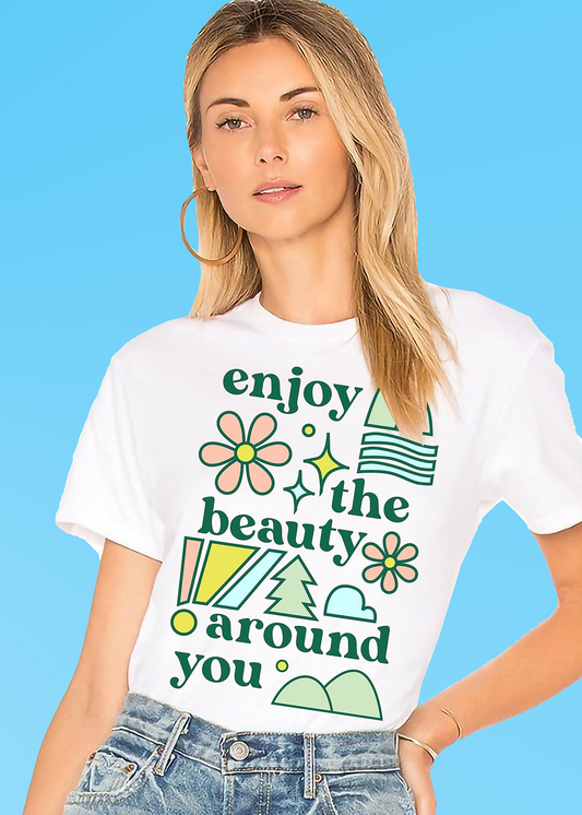 VLAM Womens Enjoy The Beauty Quote Tshirt