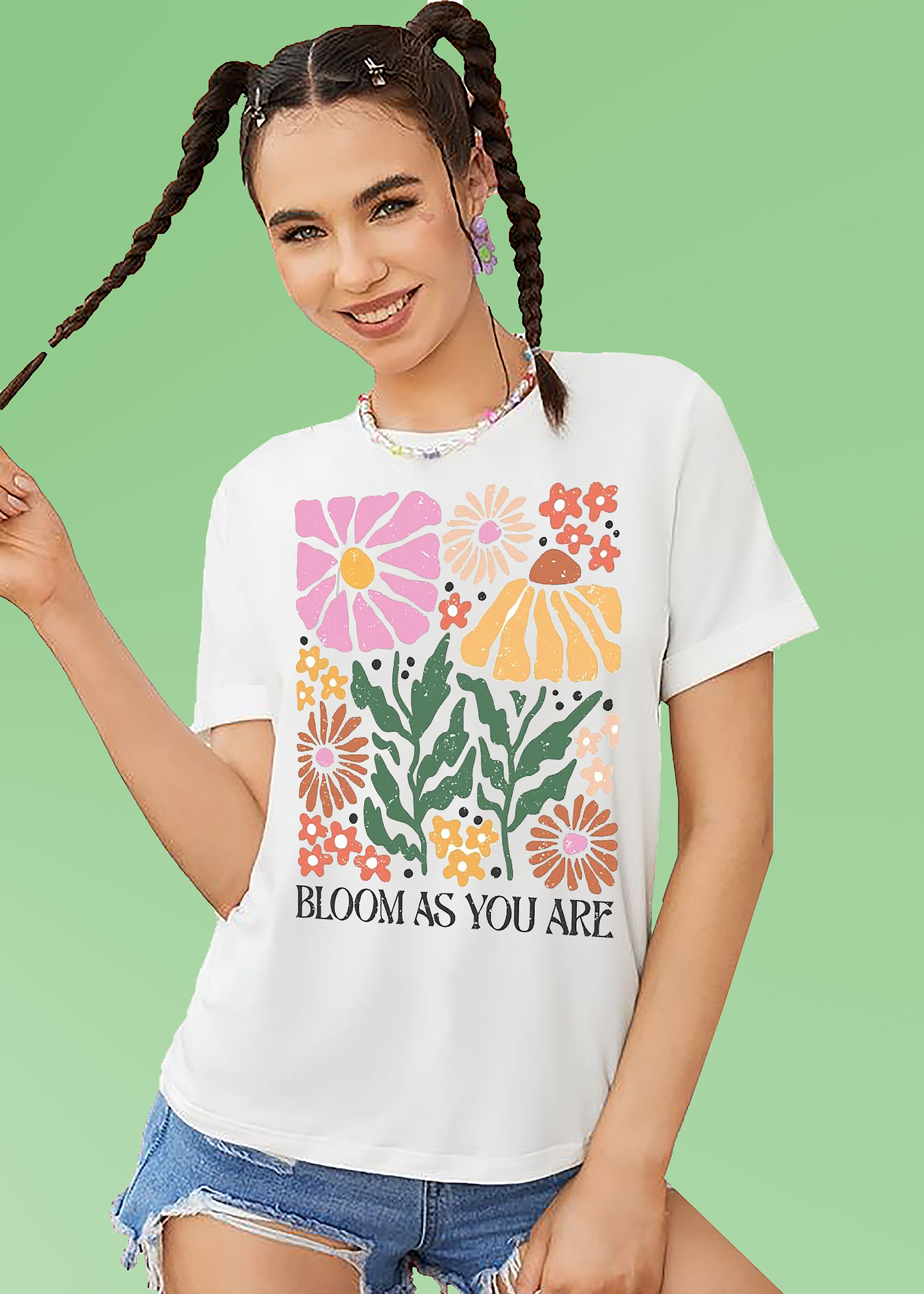 VLAM Bloom As You Are Floral Womens Tshirt