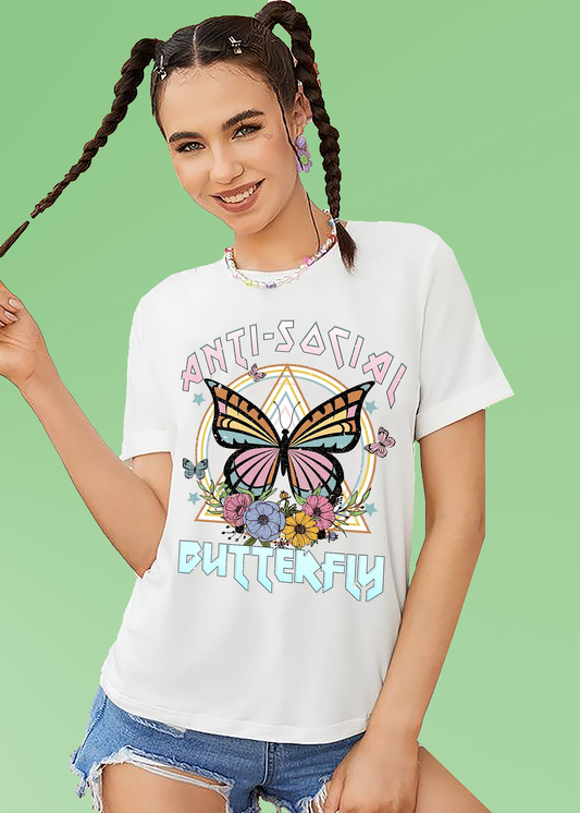 VLAM Women Anti Social Butterfly T-shirt