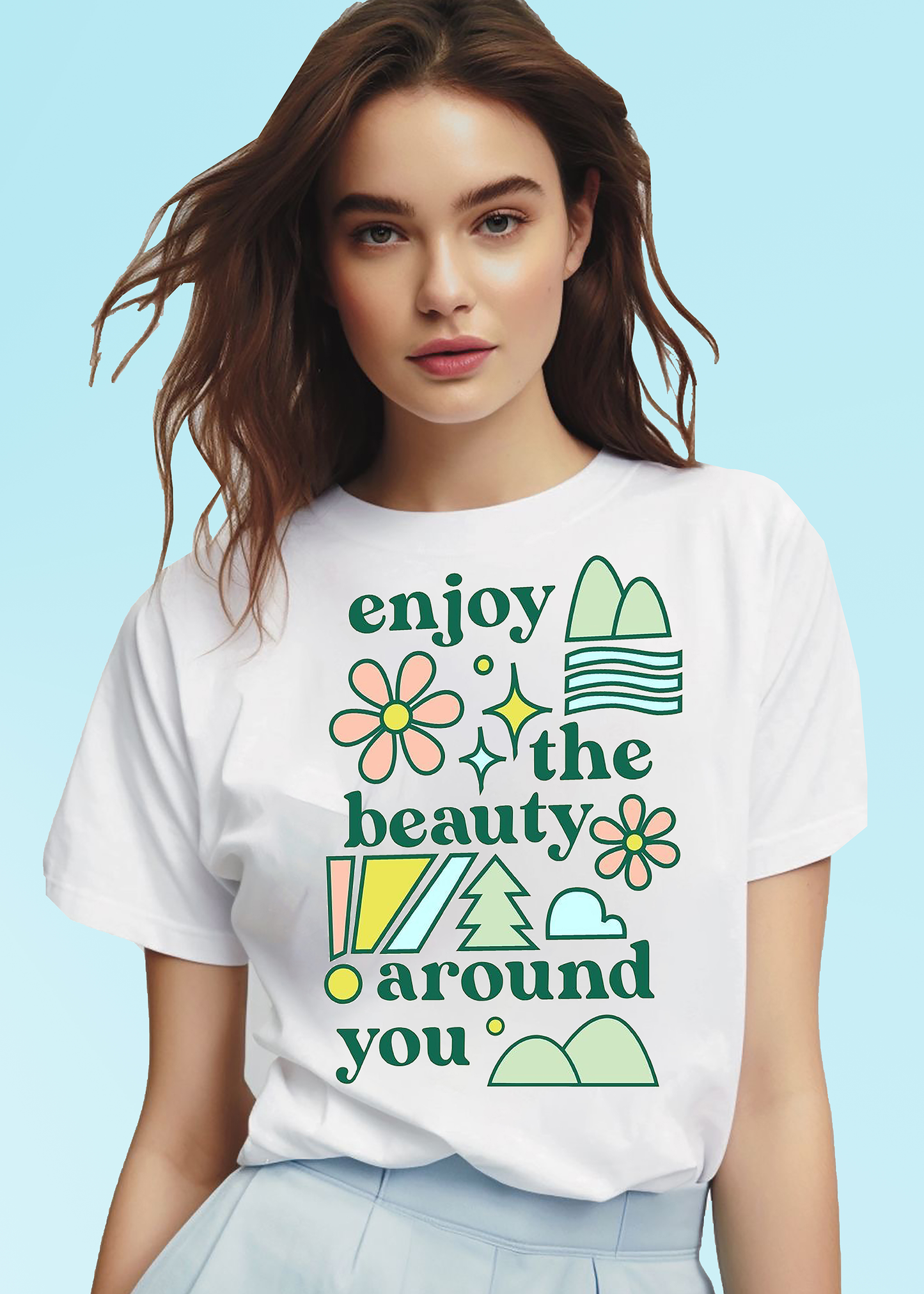 VLAM Womens Enjoy The Beauty Quote Tshirt