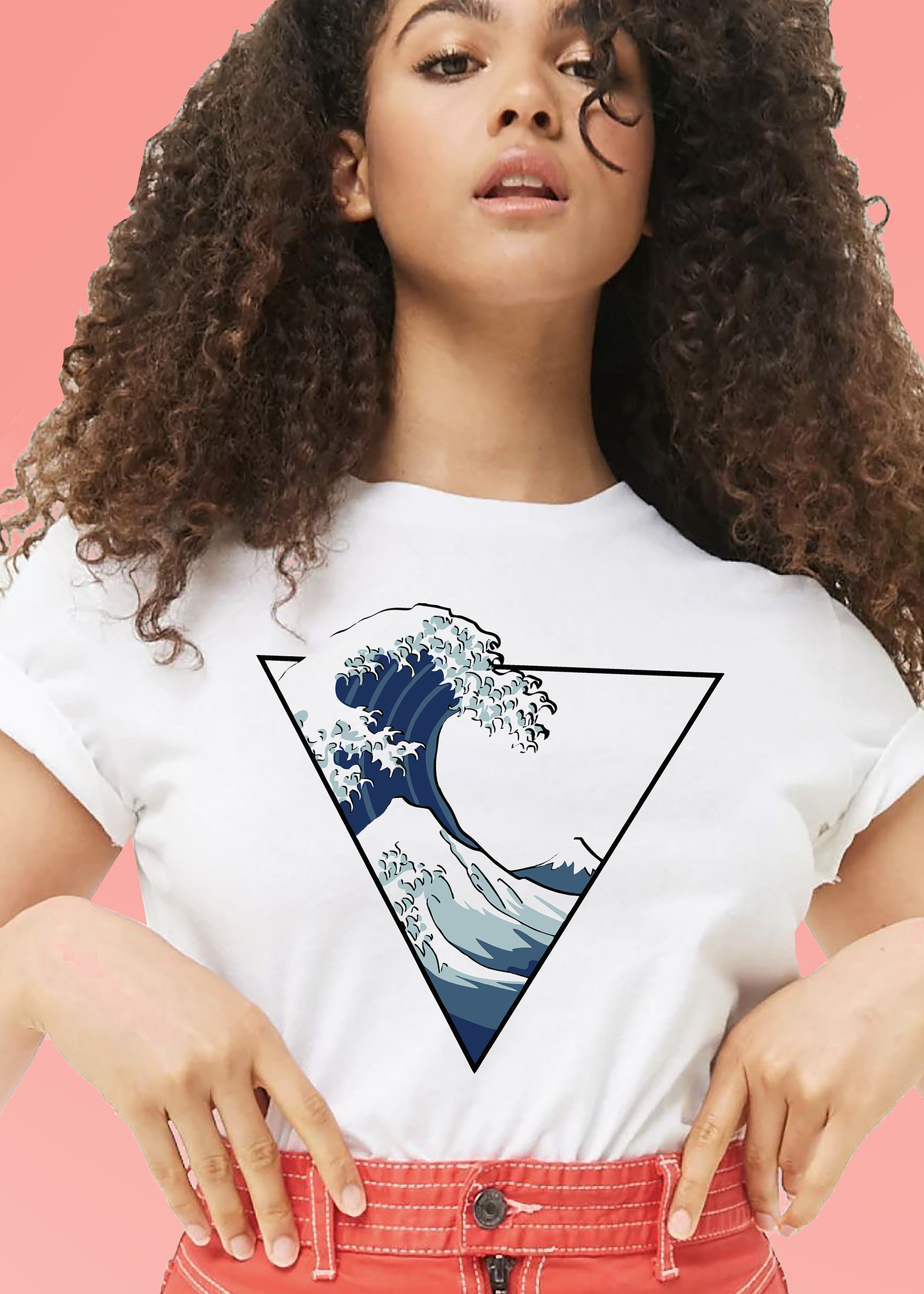 VLAM Womens Triangle Wave Print Beach Tshirt