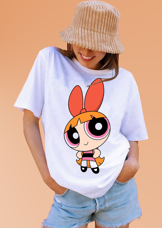VLAM Womens Blossom Powerpuff Cartoon Tshirt