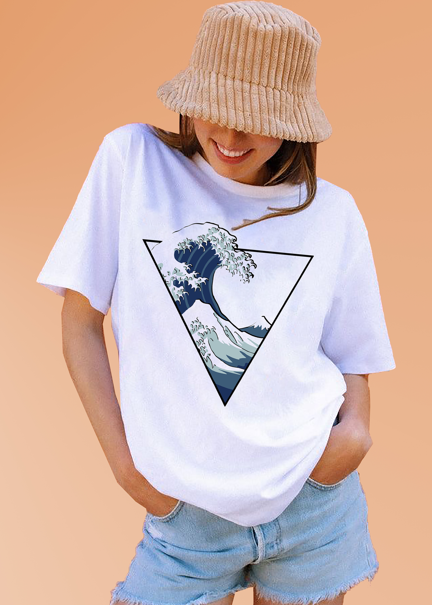 VLAM Womens Triangle Wave Print Beach Tshirt