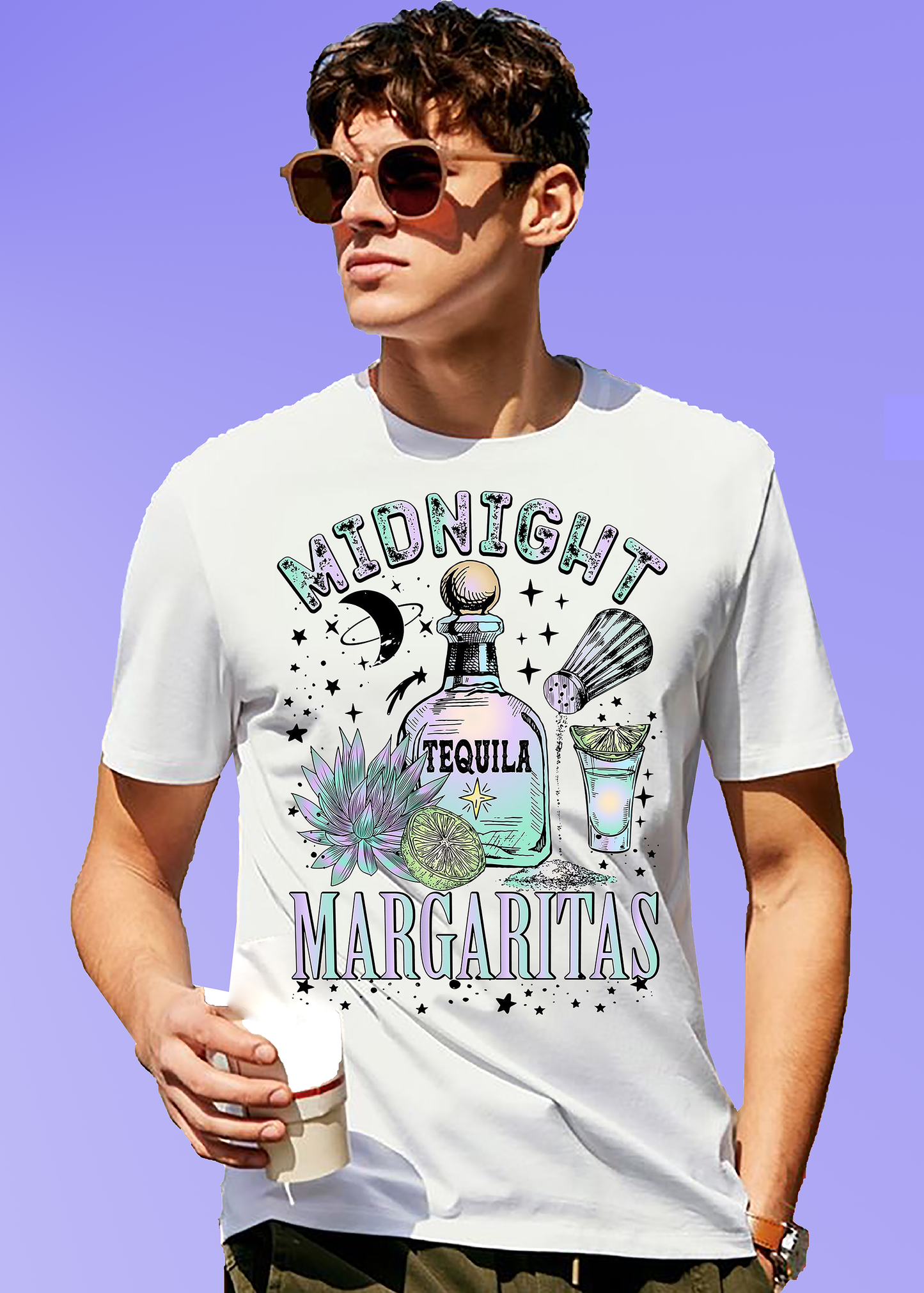 VLAM Mens Midnight Margaritas Graphic T-shirt