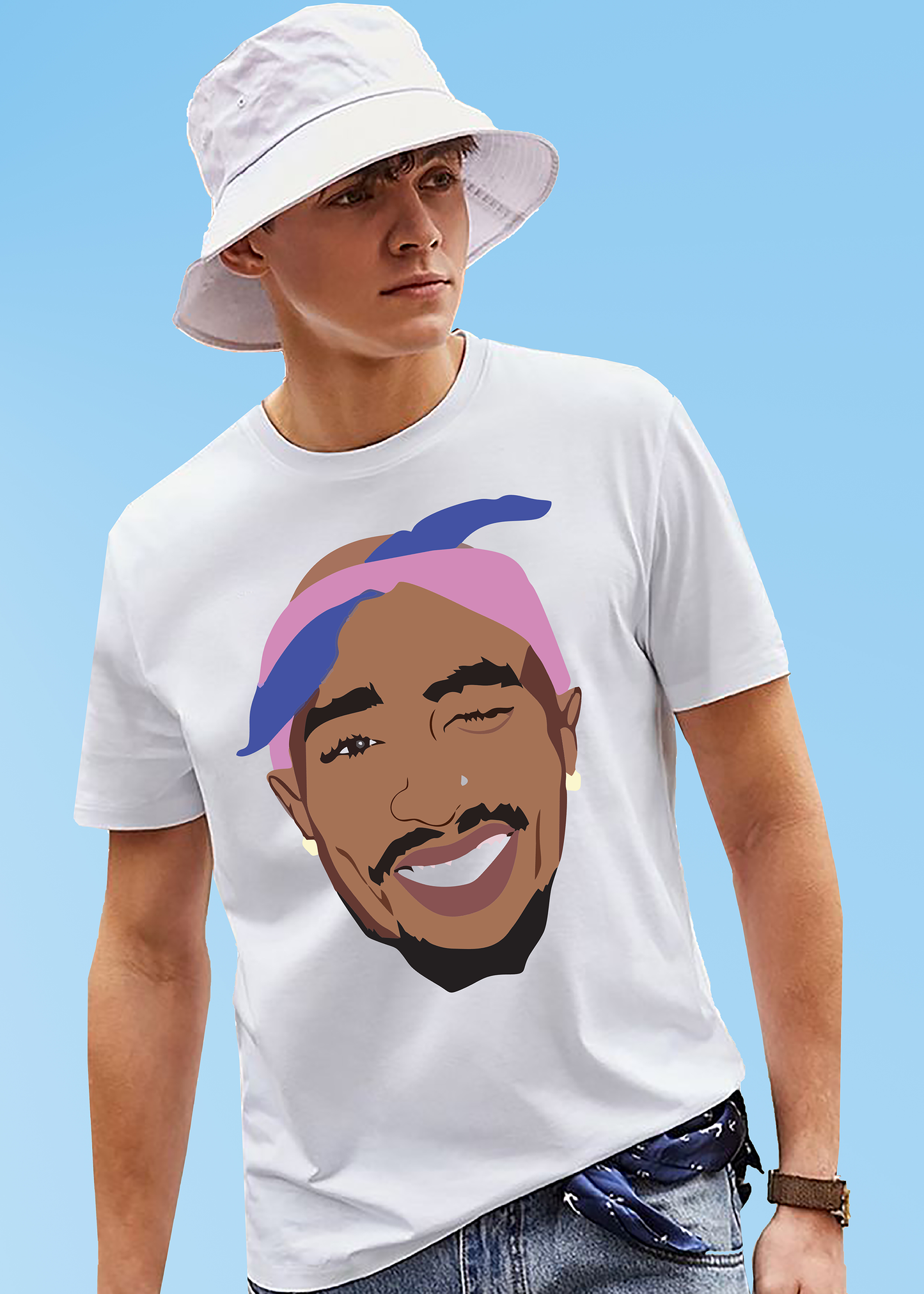 VLAM Mens Tupac Hiphop Rapper T-shirt