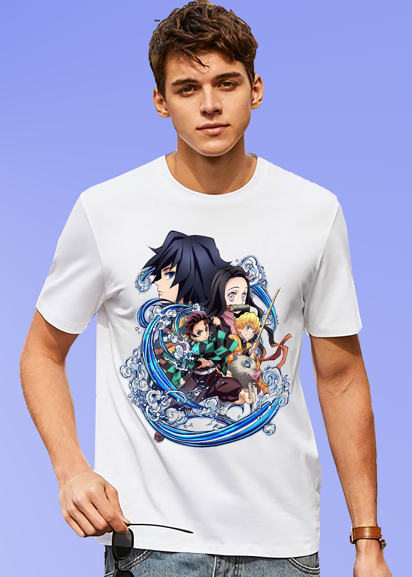 VLAM Graphic Print Blue Anime T-shirt