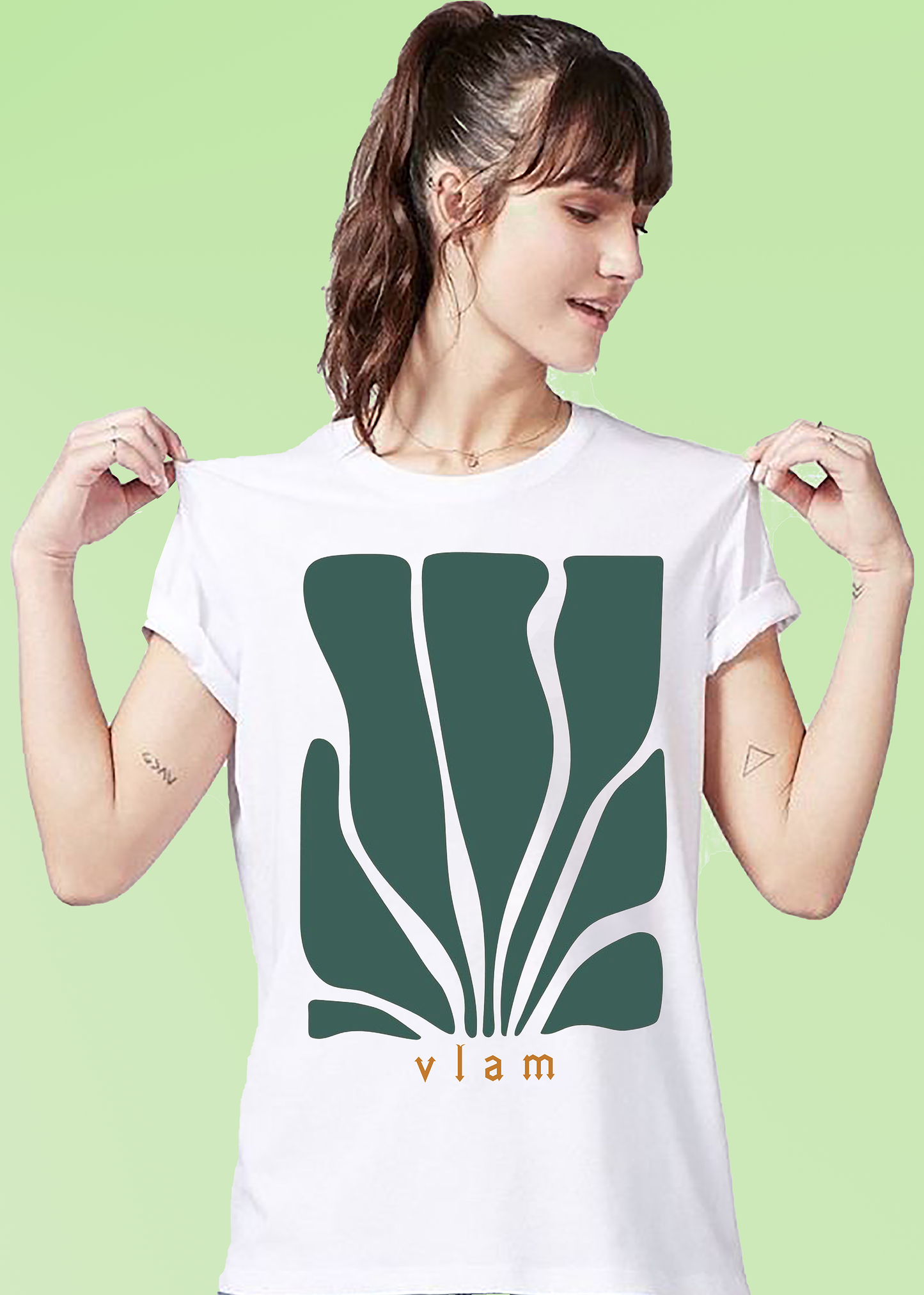 VLAM Trendy Leaf Art Womens Tshirt