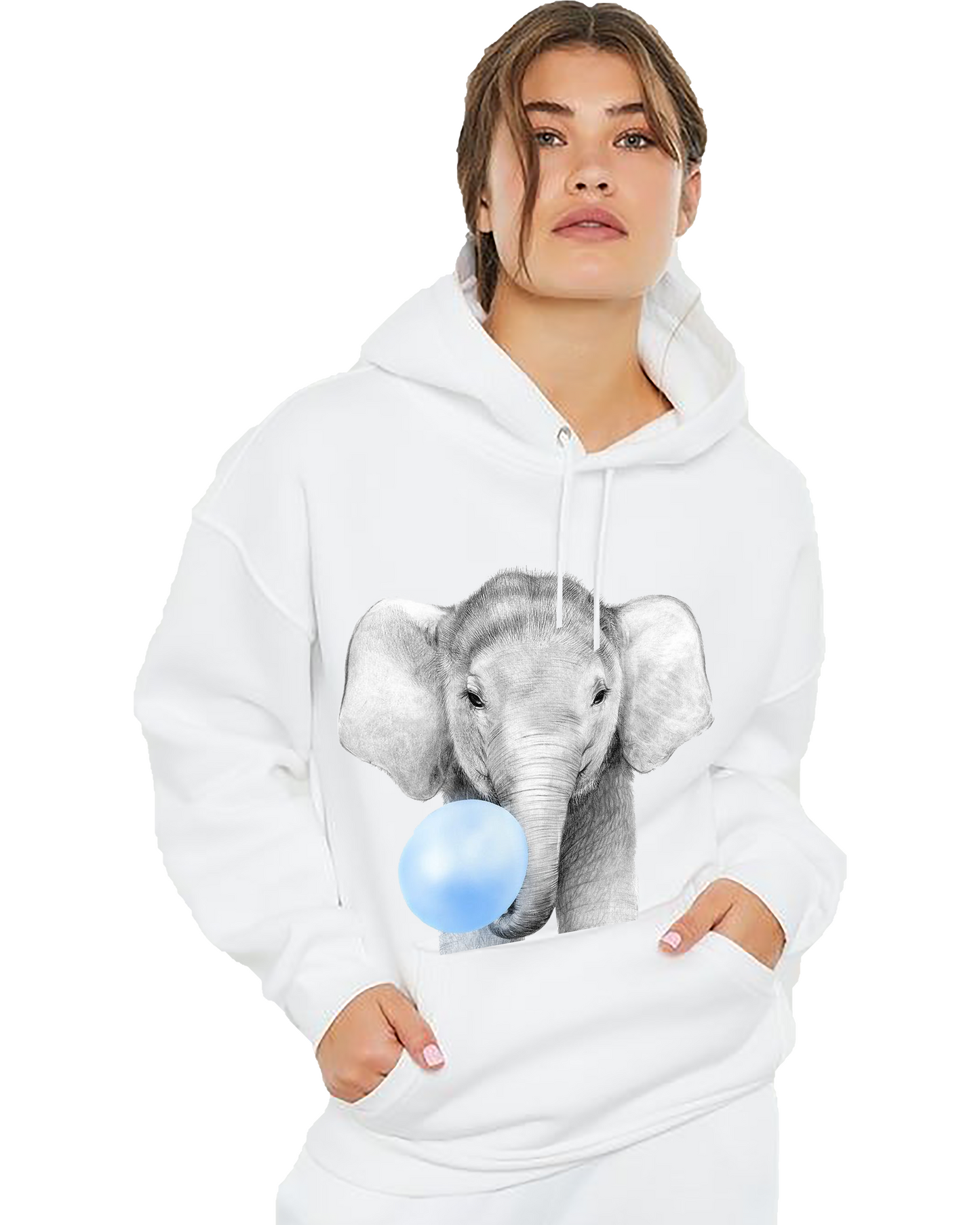 VLAM Cute Elephant Print Graphic Hoodie