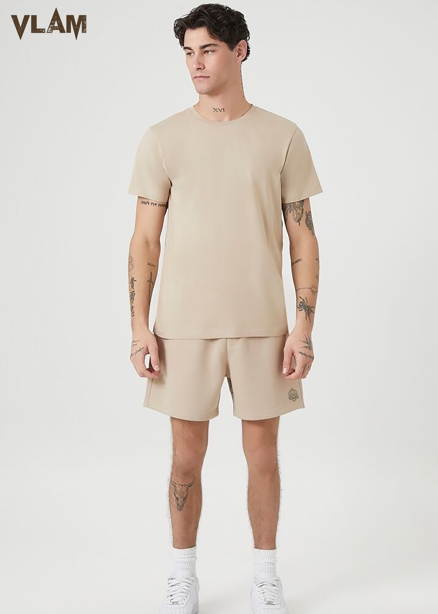 VLAM Unisex Regular Fit Solid Beige Co ord Set