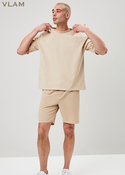 VLAM Solid Beige Unisex Shorts