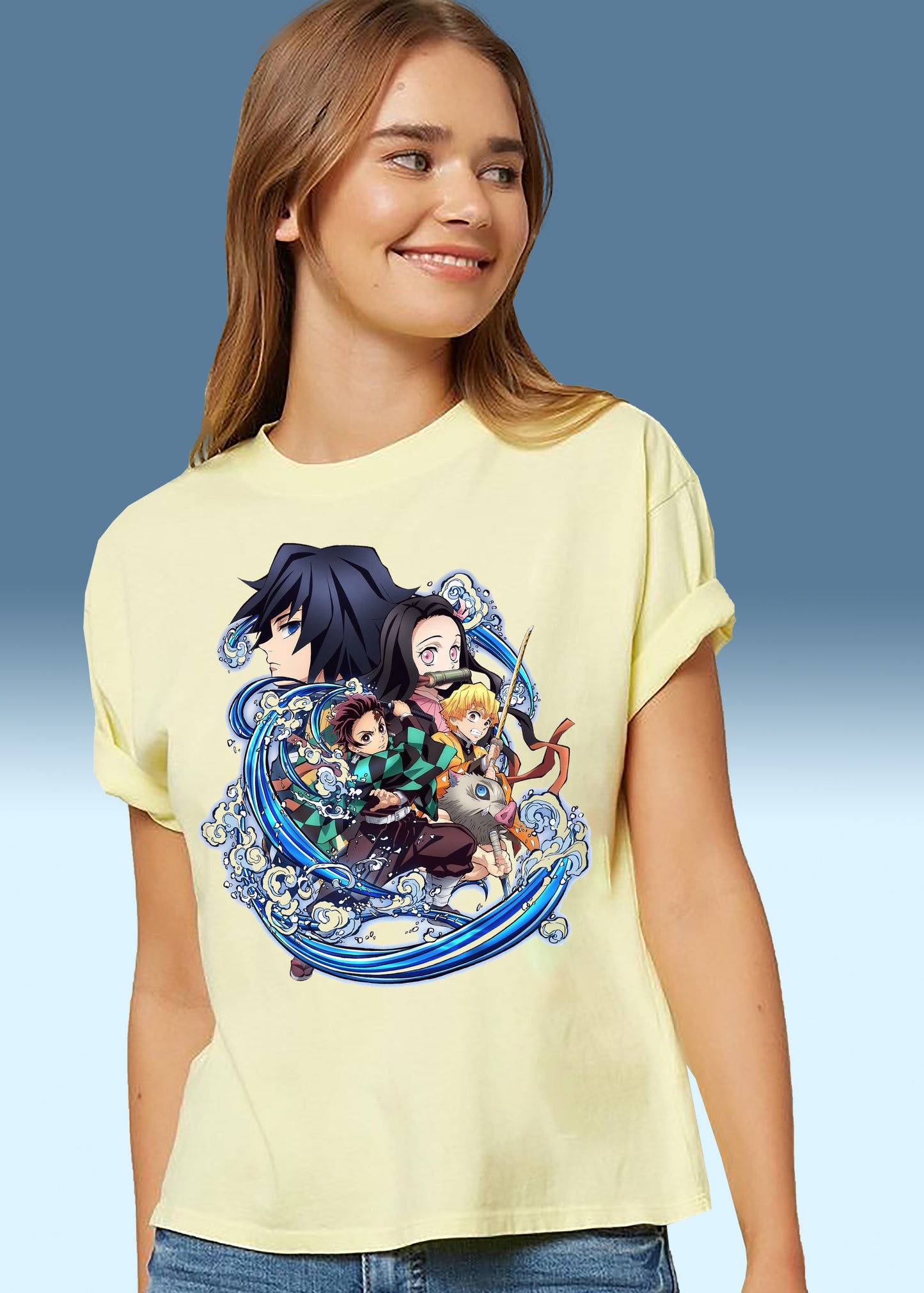 VLAM Blue Anime Tshirt For Women