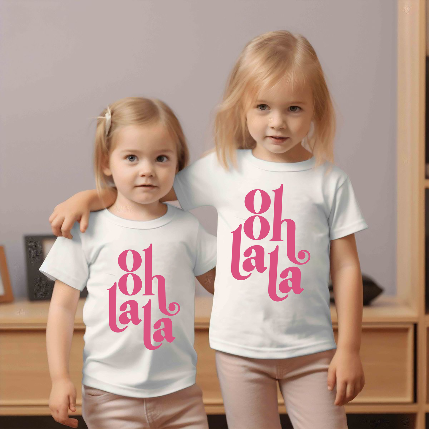 VLAM Ooh La La Printed Kids Tshirt  (Pack of 2)