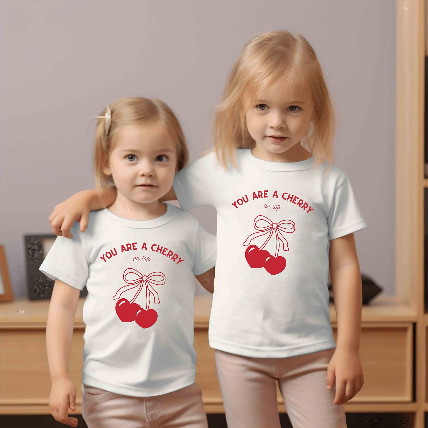 VLAM Cherry Print Kids Tshirt  (Pack of 2)