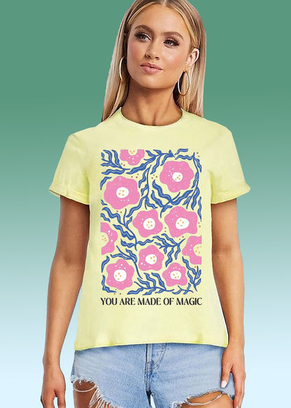 VLAM Trendy Flower Art Womens Tshirt