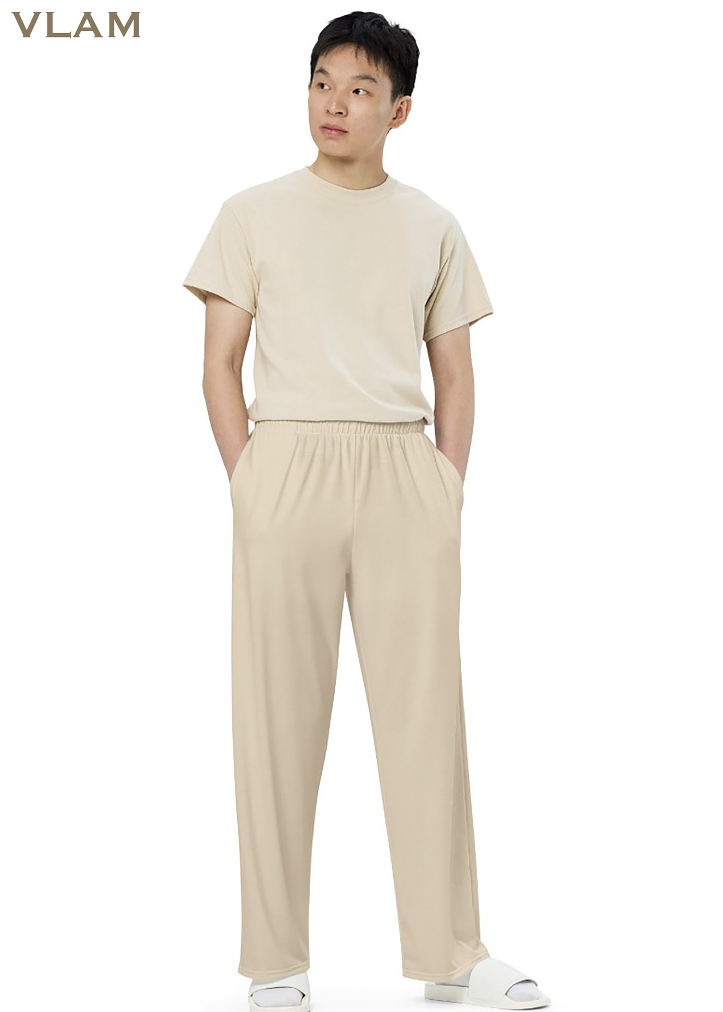 VLAM Unisex Regular Fit Solid Beige Co ord Set