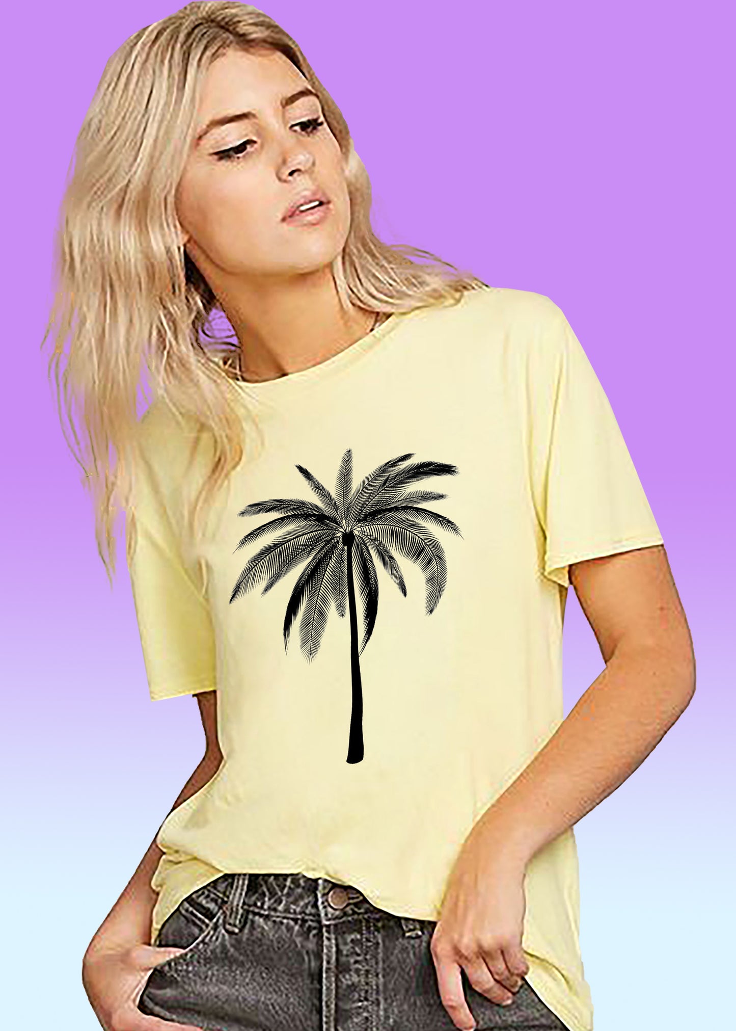 VLAM Palm Tree Print Womens Graphic Tshirt