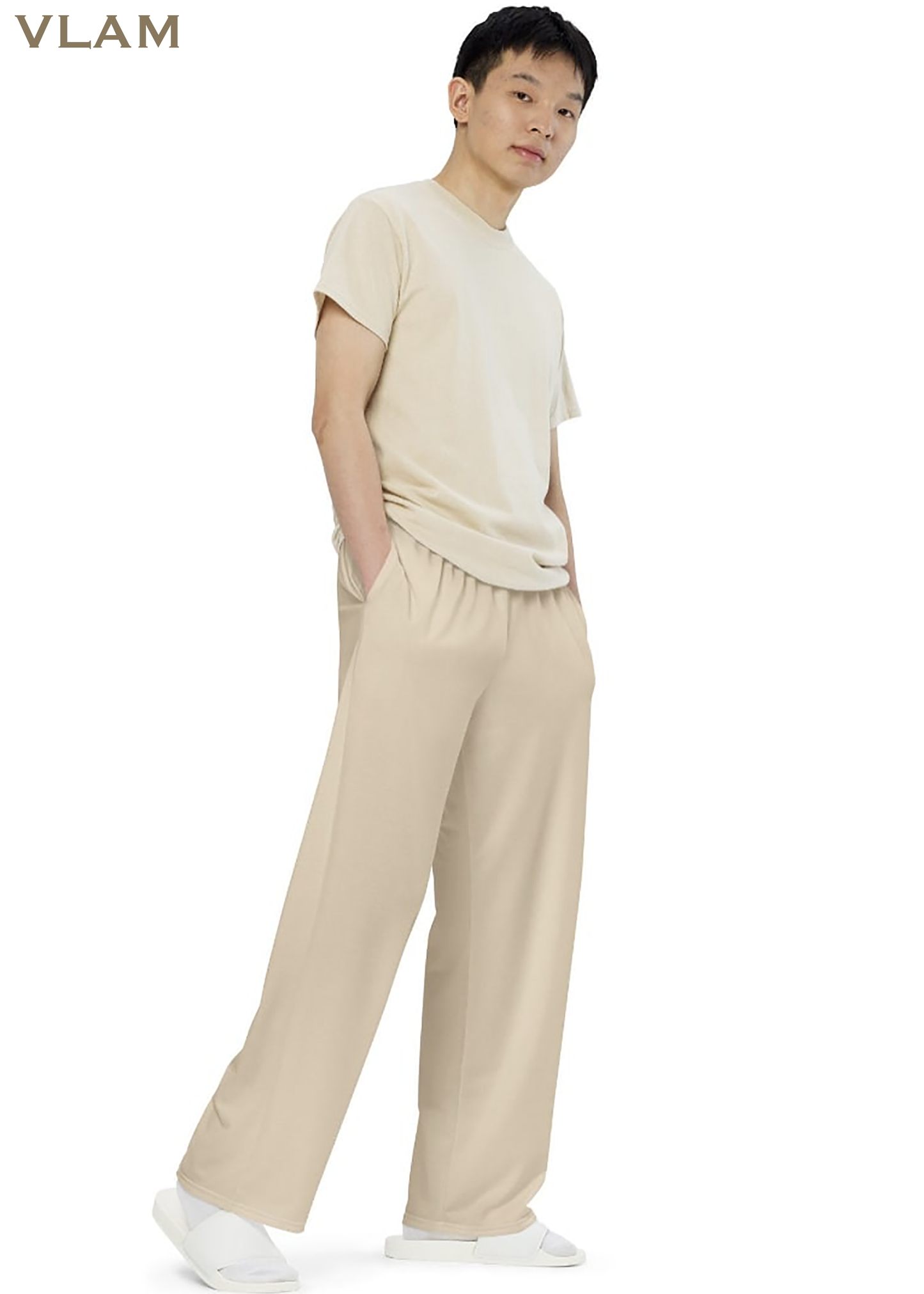 VLAM Unisex Regular Fit Solid Beige Co ord Set