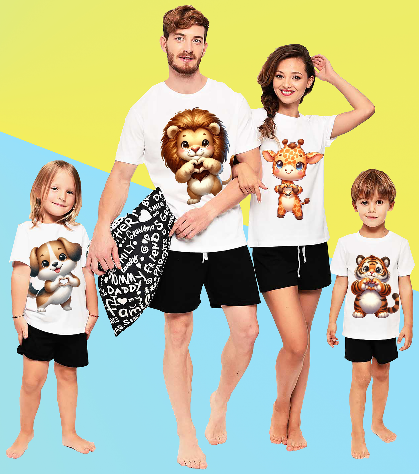 VLAM Animal Printed Family Tshirt (Pack Of 4)