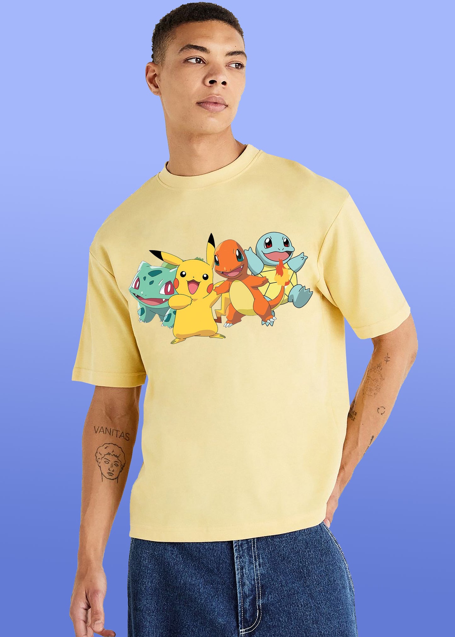 VLAM Mens Pokemon Cartoon Printed Tshirt