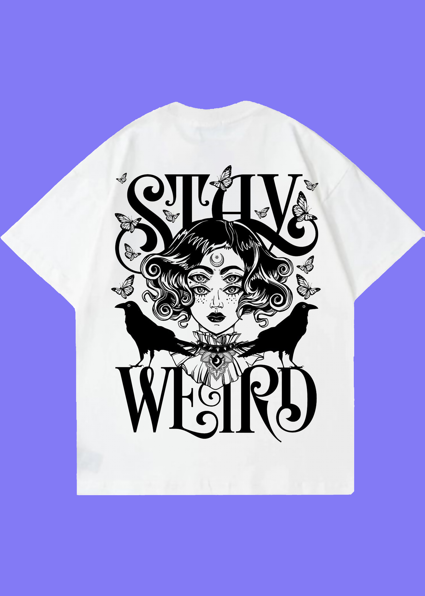 VLAM Stay Weird Back Print Women Oversized Tshirt