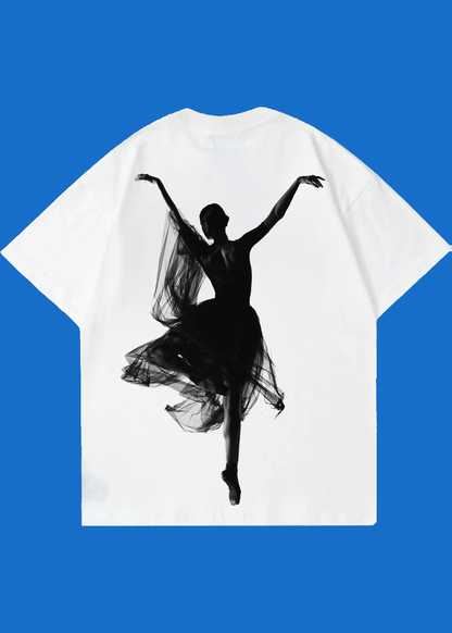 VLAM Dancing Girl Back Print Women Oversized Tshirt