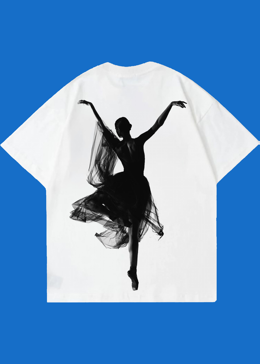 VLAM Dancing Girl Back Print Women Oversized Tshirt