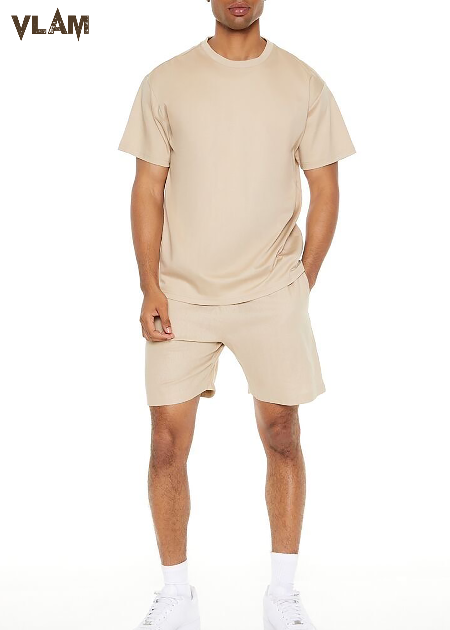 VLAM Unisex Regular Fit Solid Beige Co ord Set