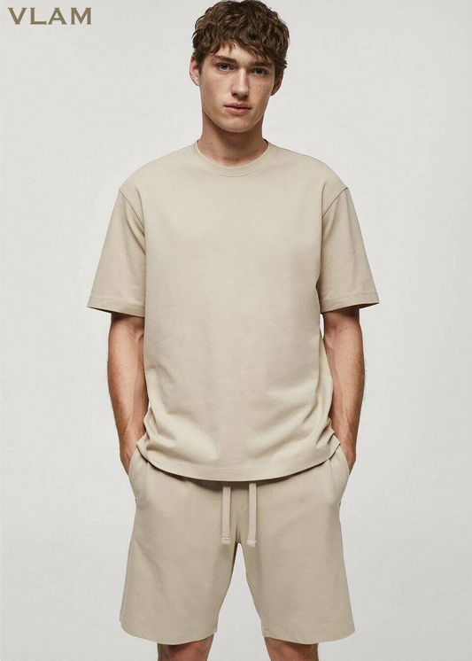 VLAM Solid Beige Unisex Shorts
