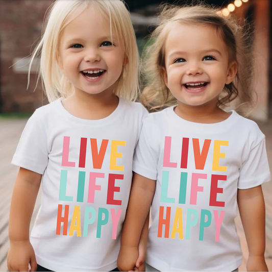 VLAM Live Life Happy Kids Tshirt (Pack of 2)