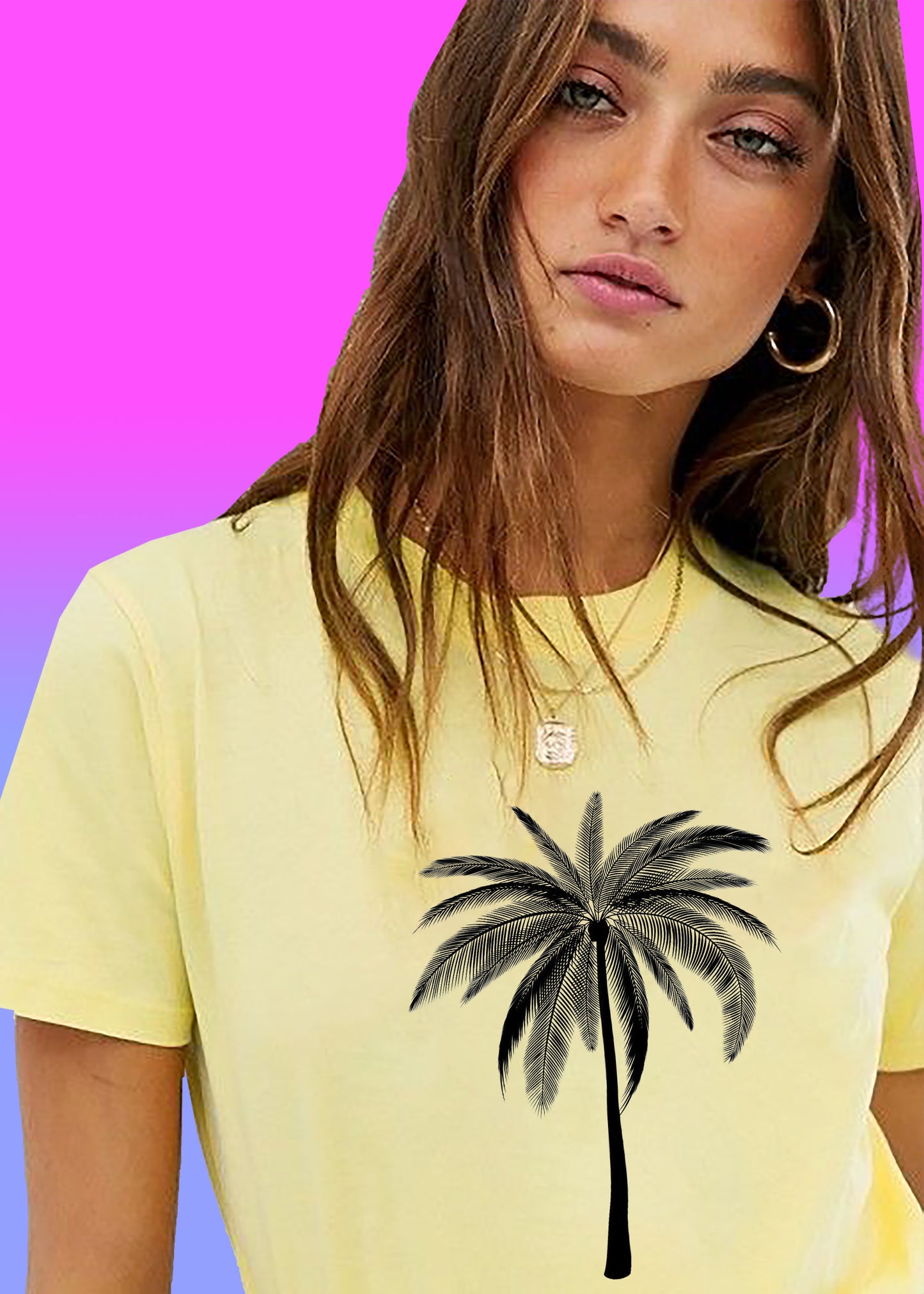 VLAM Palm Tree Print Womens Graphic Tshirt
