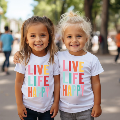VLAM Live Life Happy Kids Tshirt (Pack of 2)