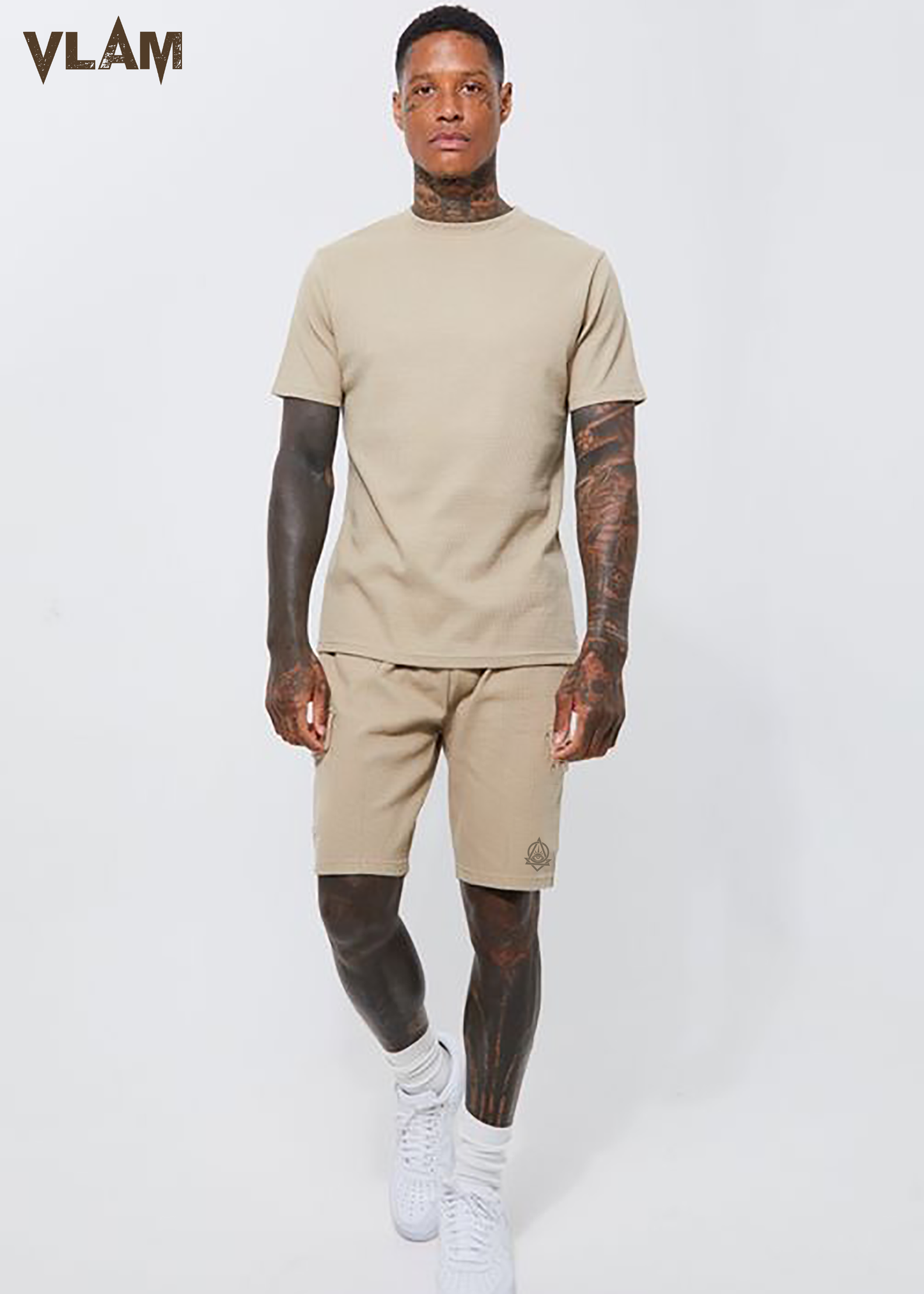 VLAM Unisex Regular Fit Solid Beige Co ord Set