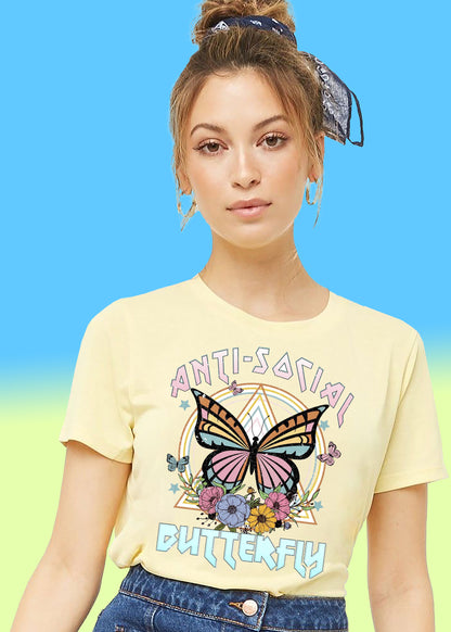 VLAM Women Anti Social Butterfly T-shirt