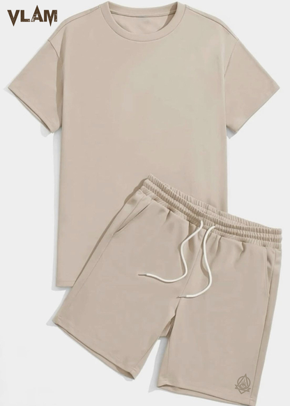 VLAM Unisex Regular Fit Solid Beige Co ord Set